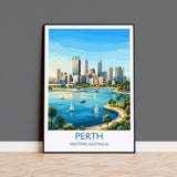 Perth Australia Print, Western Australia Wall Art, Swan River Travel Poster, Coastal City Decor, Australian Gift