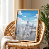 New York City Art Print, Manhattan Skyline Art Gift, Empire State Building Poster NQ Media Designs