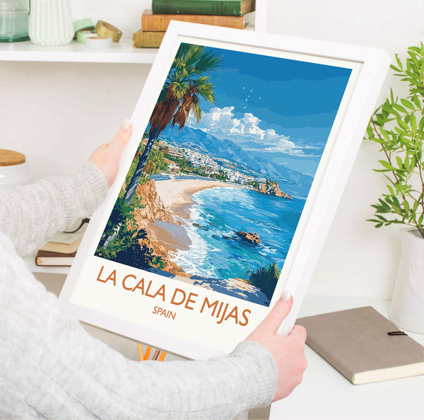 La Cala de Mijas Travel Print, Travel Poster of La Cala de Mijas, Spain, Malaga Art, Malaga Gift, Wall Art Print