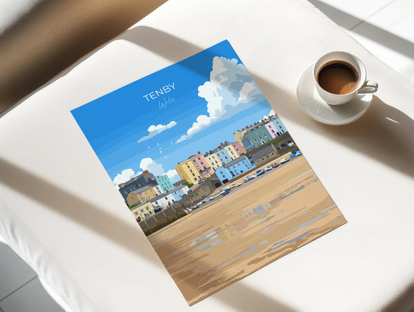 Tenby Travel Print Wall Art, Tenby Travel Poster, Wales, Pembrokeshire Coast, Welsh Art Gift, Wall Art Print