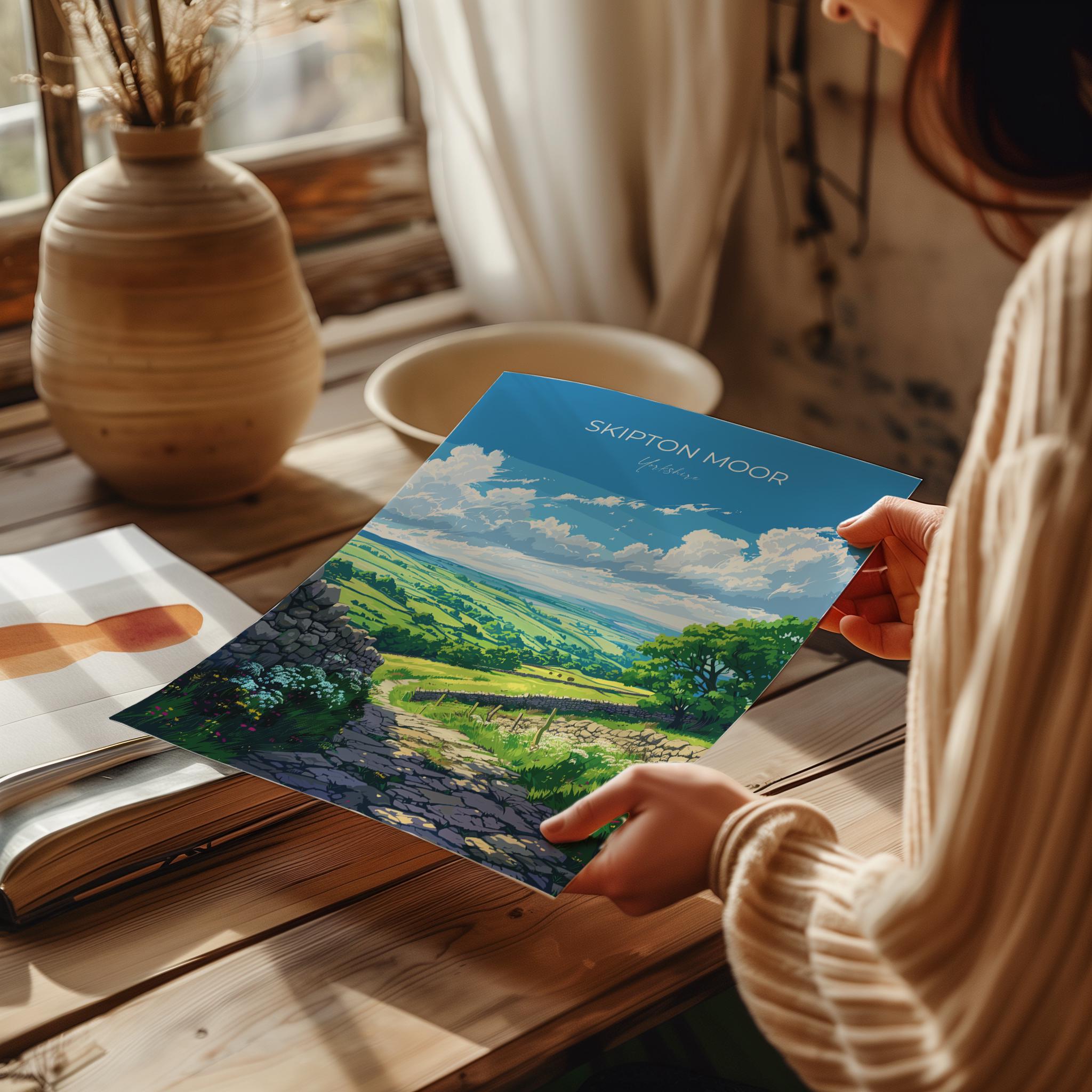 Skipton Moor Travel Poster Wall Art, Travel Print of Skipton Moor, Skipton Art Print, North Yorkshire Wall Print, Yorkshire Art Lovers Gift NQ Media Designs