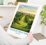 Windsor Great Park Print, Long Walk Wall Art with Border, Windsor Castle Poster, Berkshire Travel Print, Windsor Gift Print