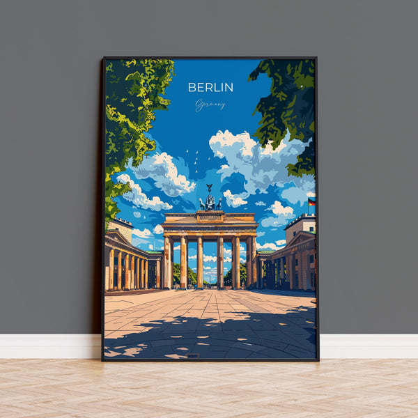 Berlin Travel Poster Wall Art, Travel Print of Berlin, Brandenburg Gate, Berlin Art Lovers Gift, Germany Art Gift