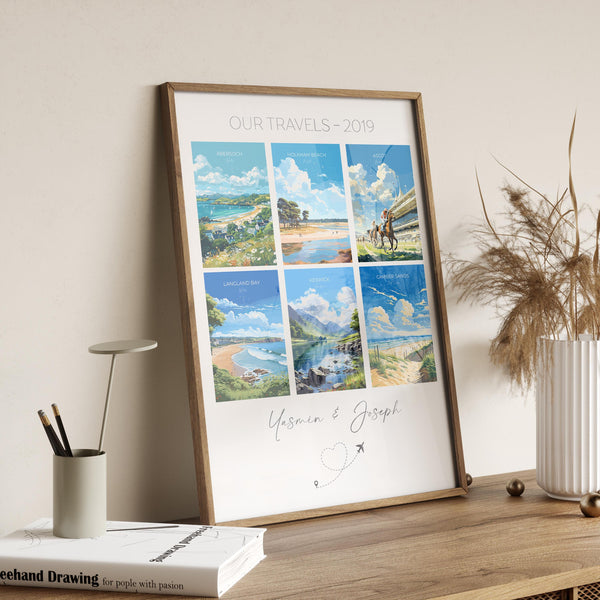 Favourite Places Travel Gift, Personalised Travel Memories Poster, Travel Print Collage, Custom Souvenir Gift for Travel Lovers