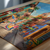 Cartagena Colombia Travel Print, Colourful Old Town Street Art, Cartagena Street Scene Poster, Caribbean Travel Wall Art, Vintage Style
