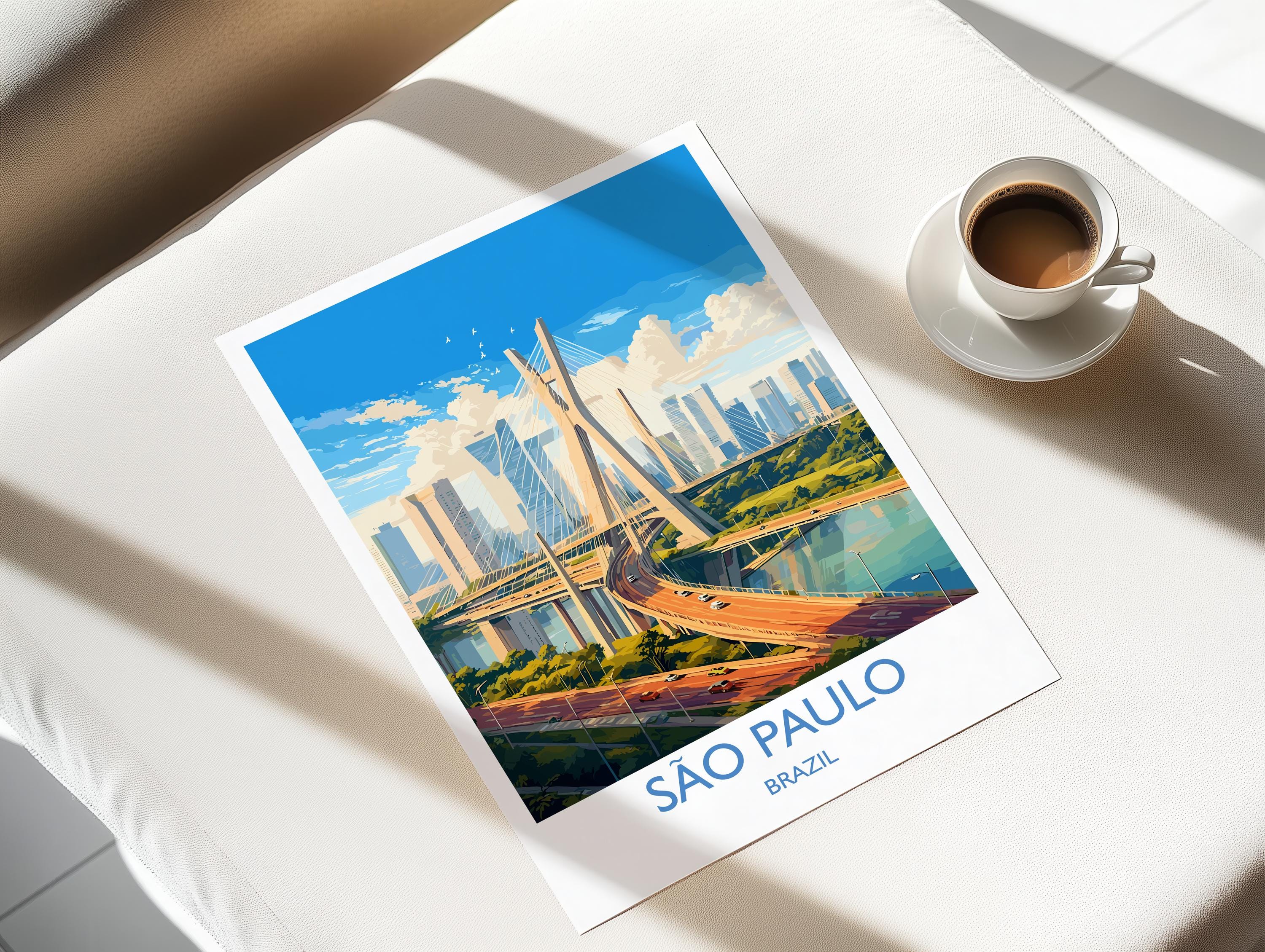Sao Paulo Travel Print, Travel Poster of Sao Paulo, Brazil City Poster, Sao Paulo Wall Art Lovers Gift, Brazil Art Gift NQ Media Designs