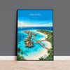 Maldives Indian Ocean Travel Print, Tropical Island Wall Art, Maldives Beach Poster, Overwater Bungalows, Luxury Island Travel Poster