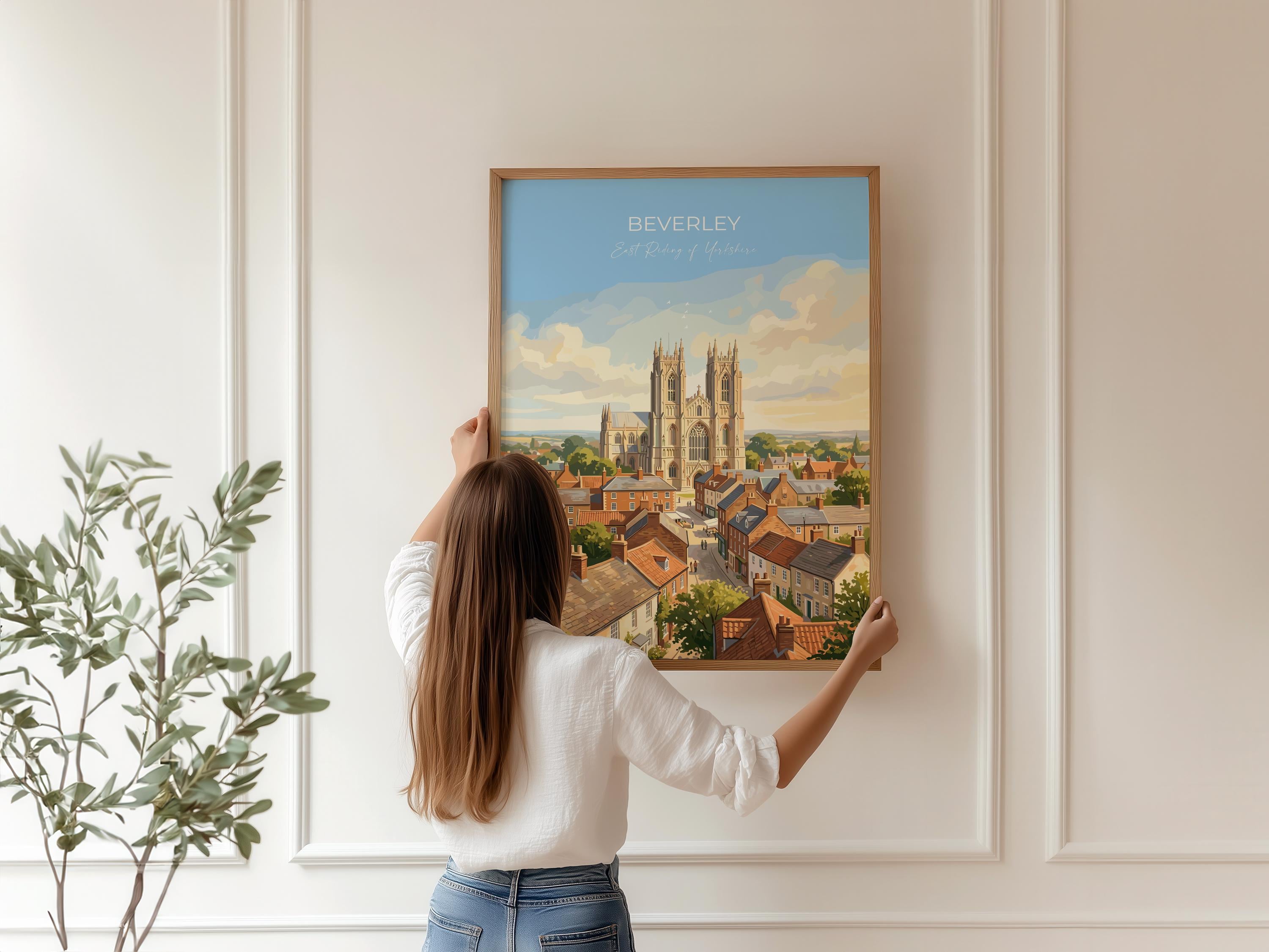 Beverley Minster Travel Poster, Beverley Yorkshire Wall Art, Historic Market Town Print, Gothic Cathedral Illustration, Beverley Gift