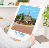 Retford Travel Poster Wall Art, Travel Print of Retford, Nottinghamshire, England, English Market Town Gift, Nottingham Art NQ Media Designs