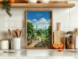 London Skyline Travel Poster, Big Ben & London Eye Wall Art, St Paul’s Cathedral Print, London Park Scene Illustration, Vintage Style UK NQ Media Designs