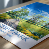 Thoresby Park Travel Poster Wall Art, Travel Print of Thoresby Park, Thoresby Hall, Nottinghamshire, England, English Countryside Art Gift NQ Media Designs