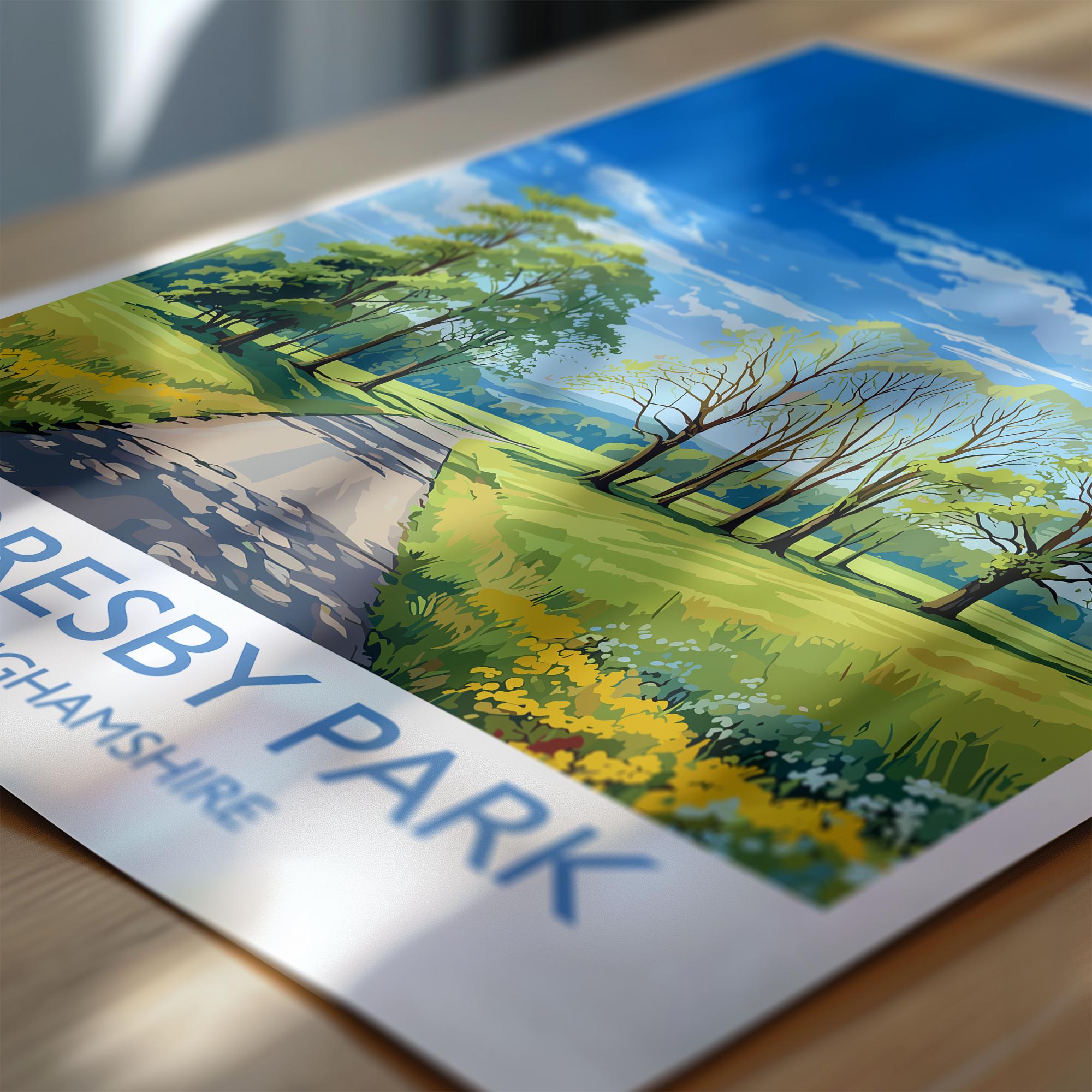 Thoresby Park Travel Poster Wall Art, Travel Print of Thoresby Park, Thoresby Hall, Nottinghamshire, England, English Countryside Art Gift NQ Media Designs