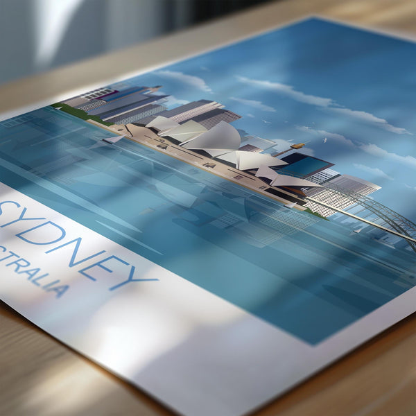 Sydney Travel Print, Travel Poster of Sydney, Sydney Harbour Bridge, Sydney Opera House, Australia Travel Art Lovers Gift