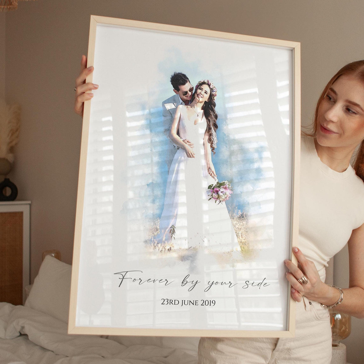 Personalised Watercolour style Wedding Portrait - Wedding Gift - Anniversary Gift -Mr Mrs - Happy couple - Digital Art - Venue Watercolor NQ Media Designs