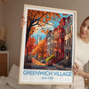Greenwich Village New York Travel Print Wall Art, Travel Poster of Greenwich Village, New York , New York Art Lovers Gift, USA Art Gift