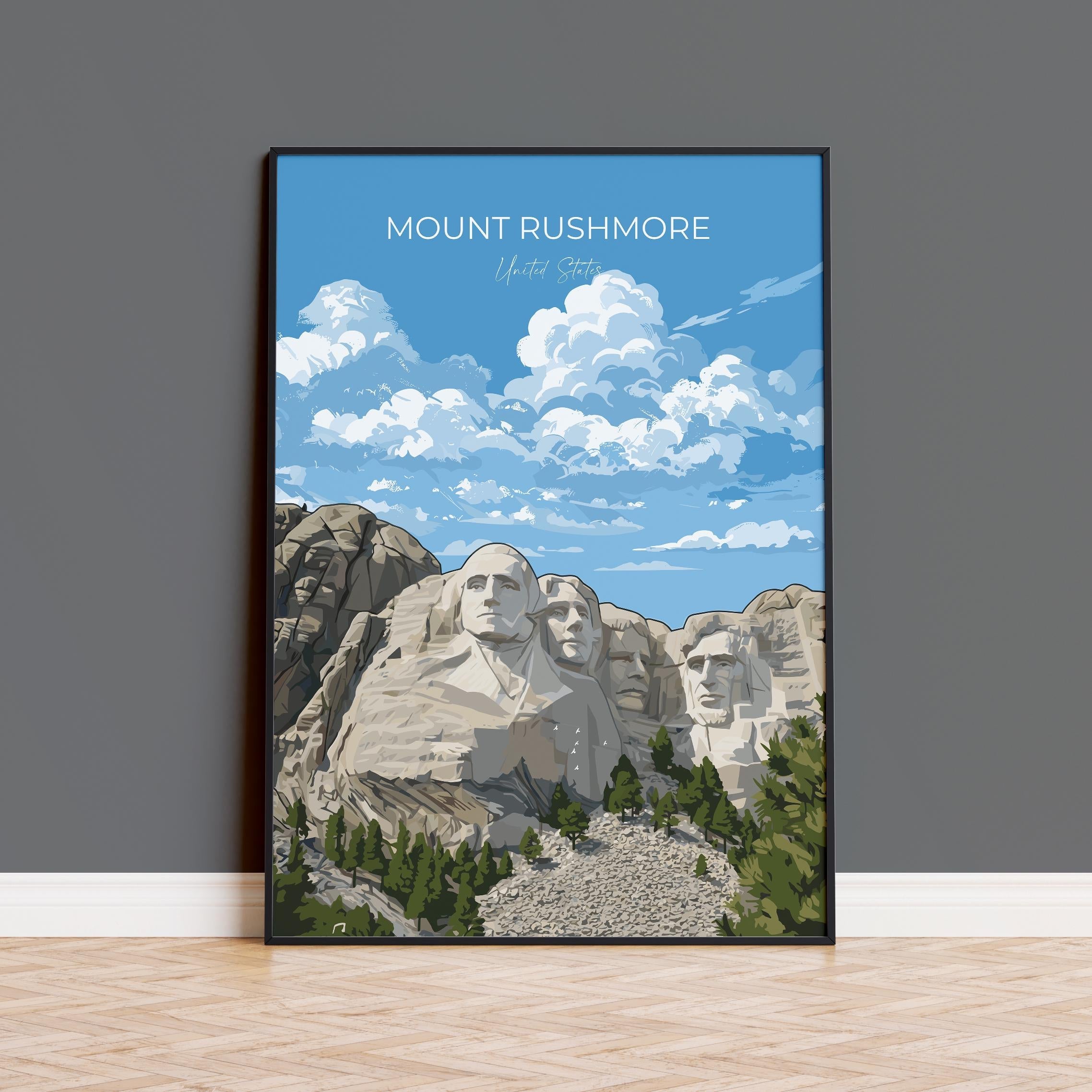 Mount Rushmore Poster, South Dakota Art Gift, National Memorial Wall Art, Travel Print NQ Media Designs