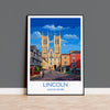 Lincoln Travel Poster Wall Art, Travel Print of Lincoln Cathedral, England, Lincolnshire Art Lovers Gift, Travel Art Gift