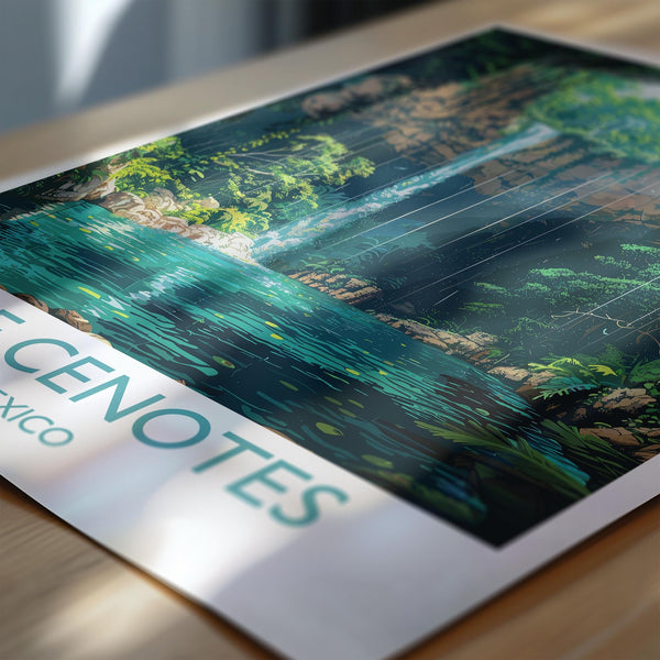 Cenotes of Yucatan Travel Print, Mexico Travel Print Collection, Travel Wall Art, Cenotes Art Print Gift, Yucatan Art