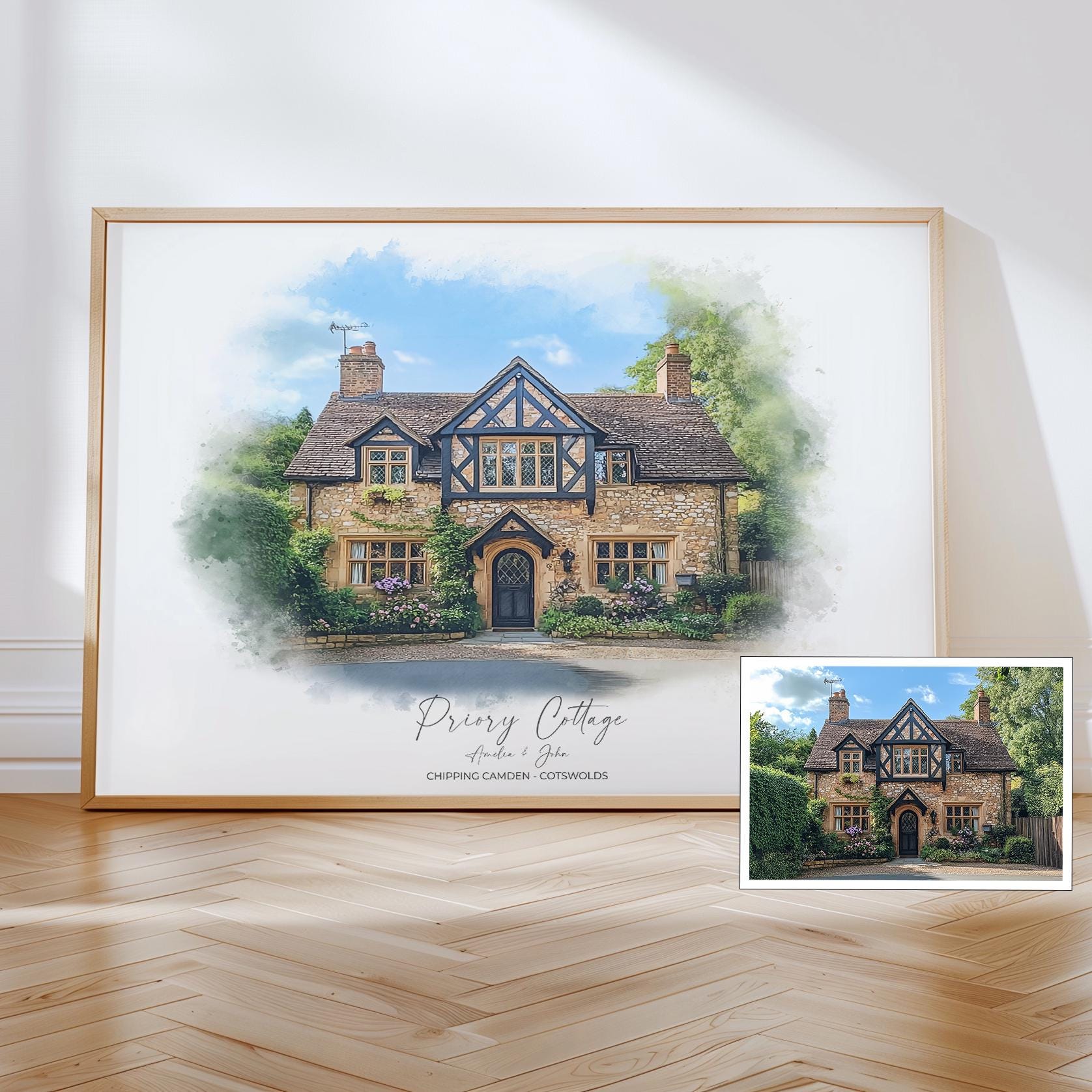 Personalised Watercolour House Portrait, Home Portrait, House Warming Gift, New Home Gift, First Home, Digital Wall Art Watercolour Decor NQ Media Designs