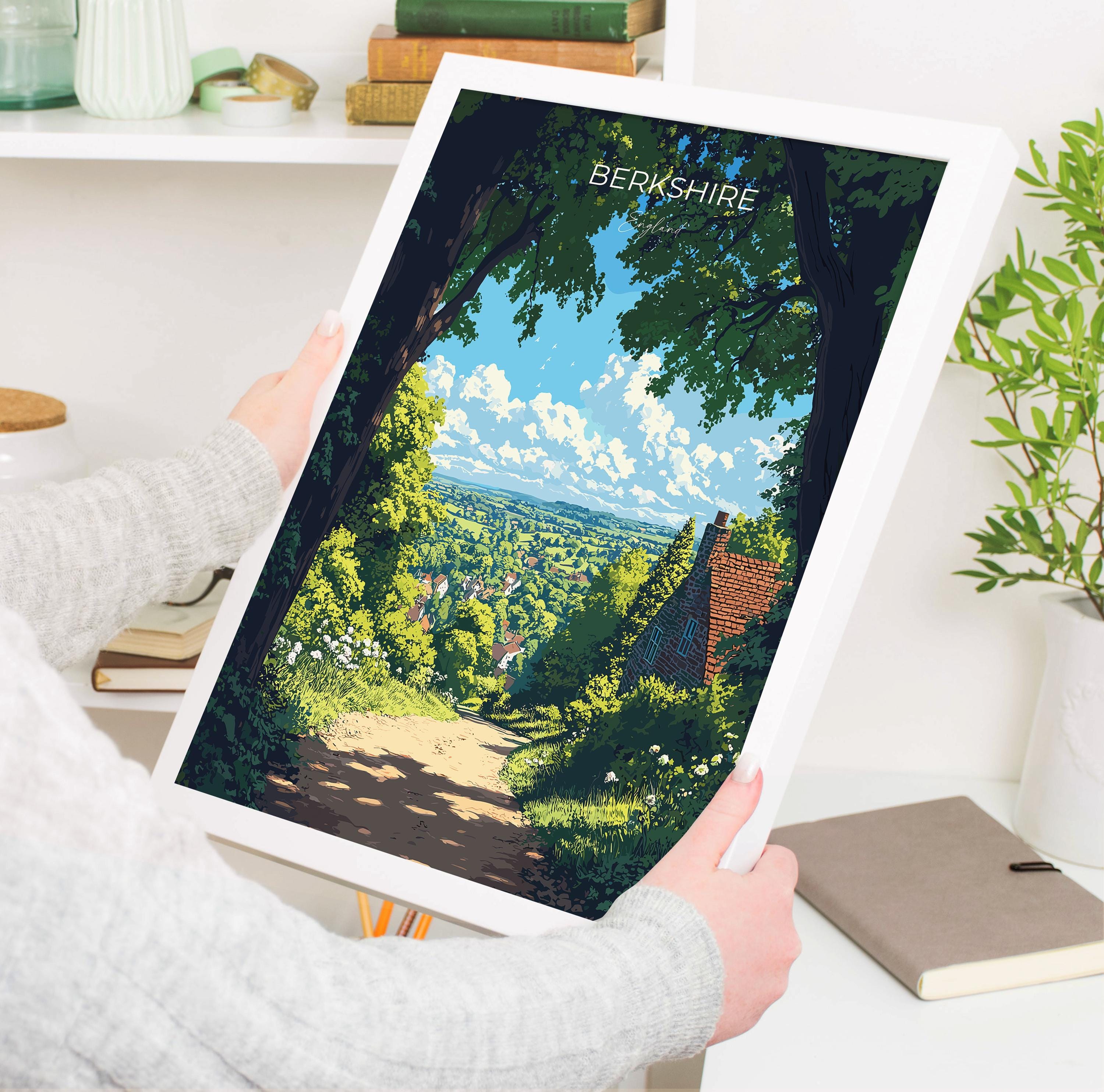 Berkshire Travel Print Wall Art, Berkshire Travel Poster, English Countryside Art Gift, Wall Art Print NQ Media Designs