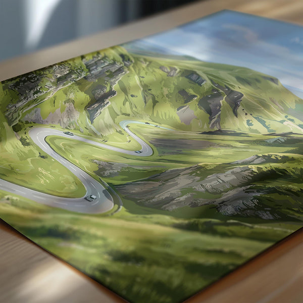 Mam Tor Travel Print, Peak District Wall Art, Derbyshire Landscape Poster, Great Ridge Illustration, UK Nature Decor, Peak District Gift