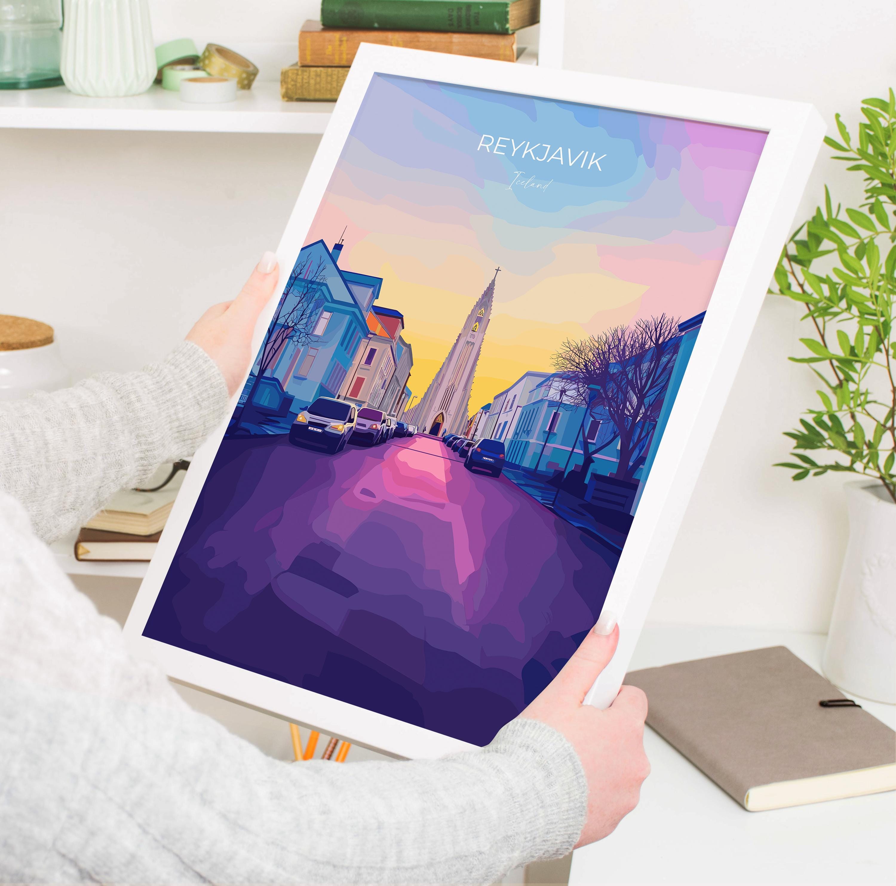 Reykjavik Print Wall Art, Reykjavik Travel Poster, Iceland Wall Art, Reykjavik Art Lovers Gift, Iceland Gift NQ Media Designs