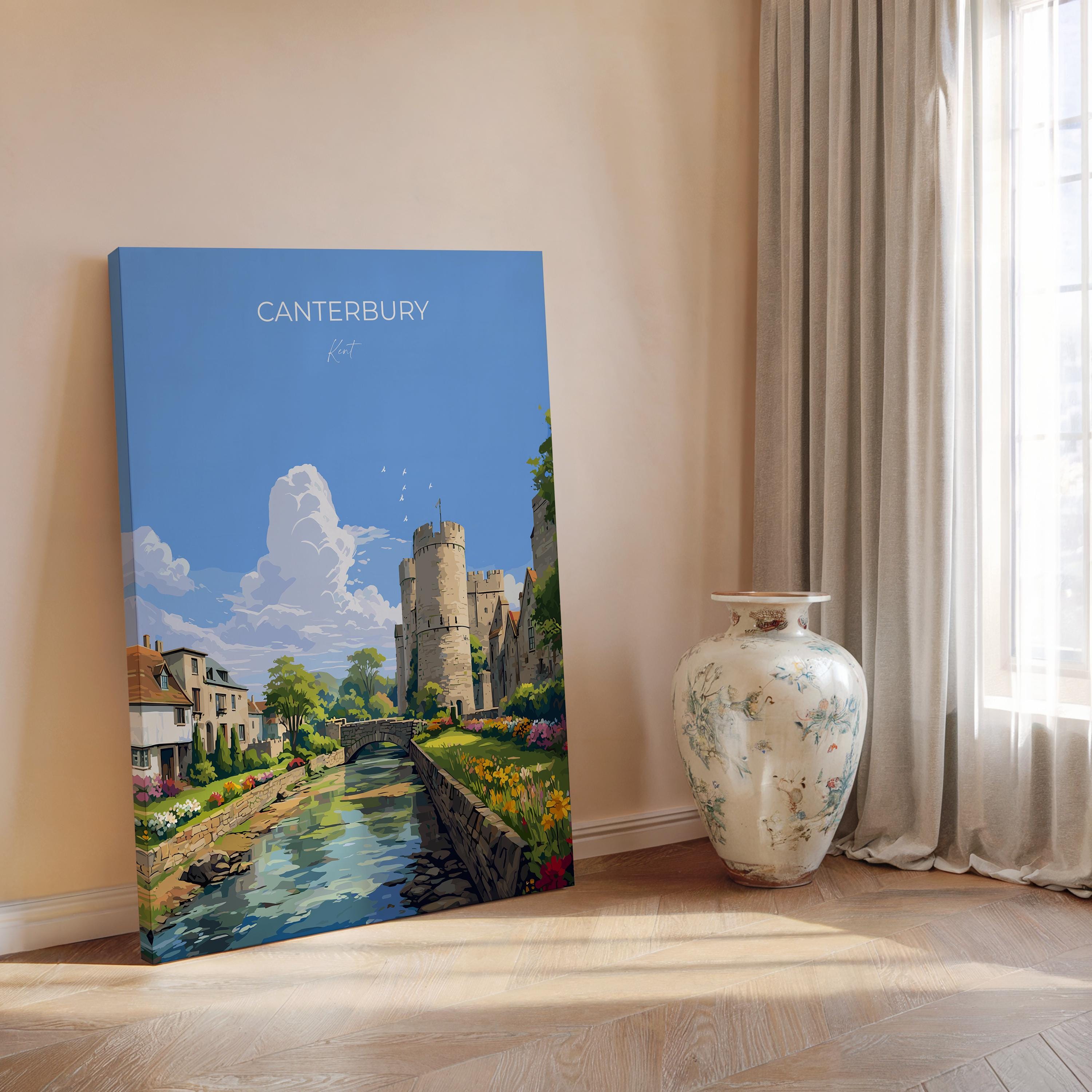 Canterbury Travel Poster, Travel Print of Canterbury, England, Canterbury Cathedral, Kent Art Lovers Gift, Wall Art Print NQ Media Designs