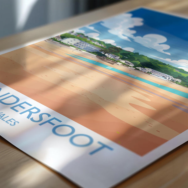 Saundersfoot Travel Poster – Pembrokeshire Coast Art | Welsh Wall Art Print