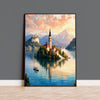 Lake Bled Travel Poster, Travel Print of Lake Bled, Slovenia, Slovenia Art, Lake Bled Gift, Wall Art Print