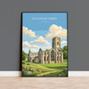 Fountains Abbey Poster, Yorkshire Wall Art, Ripon Abbey Ruins Print, England Travel Poster, Fountains Abbey Gift