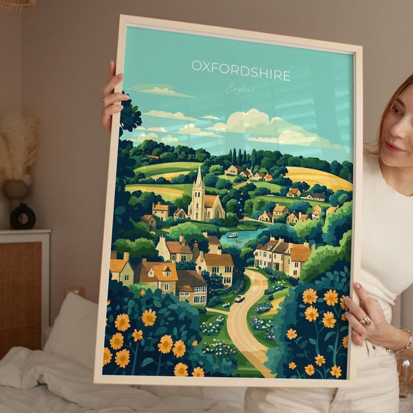Oxfordshire Travel Print Wall Art, Oxfordshire Travel Poster, English Countryside Art Gift, Wall Art Print