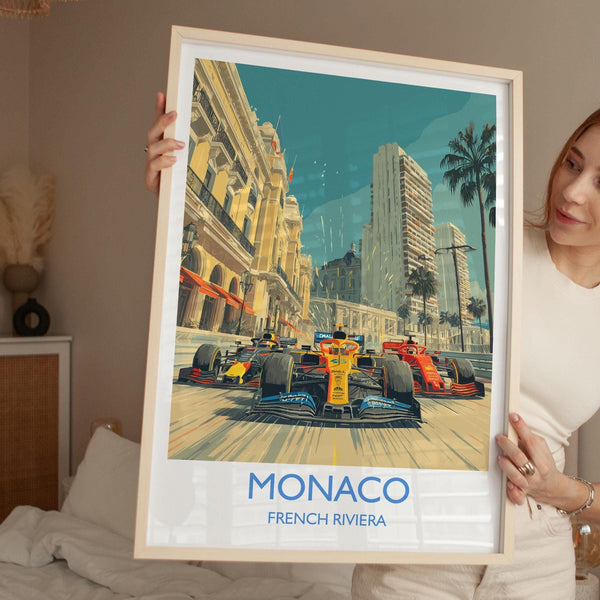 Monaco Travel Poster, Monaco Print, Monaco Motor Racing Grand Prix Gift Art, Monaco F1 Racing ArtPoster, Monaco Travel Wall Art