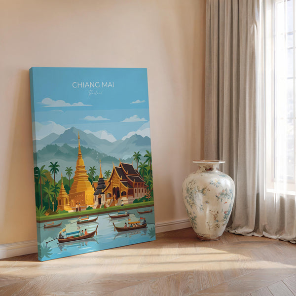 Chiang Mai Travel Poster, Travel Print of Chiang Mai, Thailand, Chiang Mai Art Lovers Gift, Wall Art Print