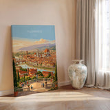 Florence Italy Travel Print, Piazzale Michelangelo View, Florence Skyline Wall Art, Duomo Poster, Tuscany Vintage Travel Poster