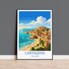 Cartagena Colombia Travel Poster, Colourful Old Town Street Art, Cartagena Street Scene Print, Caribbean Travel Wall Art, Vintage Style Art
