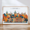 Oxford Travel Poster Skyline Wall Art Landscape, Travel Print of Oxford, Oxford Art Lovers Gift, England Horizontal Art Gift