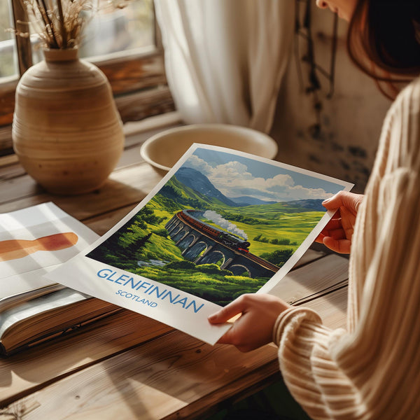 Glenfinnan Viaduct Travel Print Wall Art, Scottish Highlands Art, Railway Bridge Poster, Scotland Landscape, Steam Train Decor Artwork