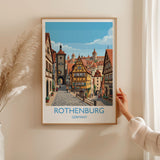 Rothenburg ob der Tauber Travel Poster, Medieval German Town Print, Bavaria Wall Art, Romantic Road Illustration, Germany Travel Decor NQ Media Designs