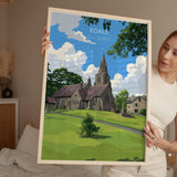 Edale Village, Peak District Travel Poster Wall Art, Travel Print of Peak District, Derbyshire, English Countryside NQ Media Designs
