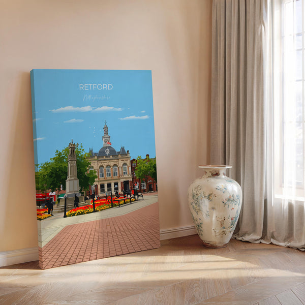 Retford Travel Print Wall Art, Travel Poster of Retford, Nottinghamshire, England, English Market Town Gift, Nottingham Art