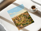 Rome Forum Travel Poster, Roman Forum Ruins Wall Art, Ancient Rome Landscape Print, Historic Architecture Illustration, Italy Decor