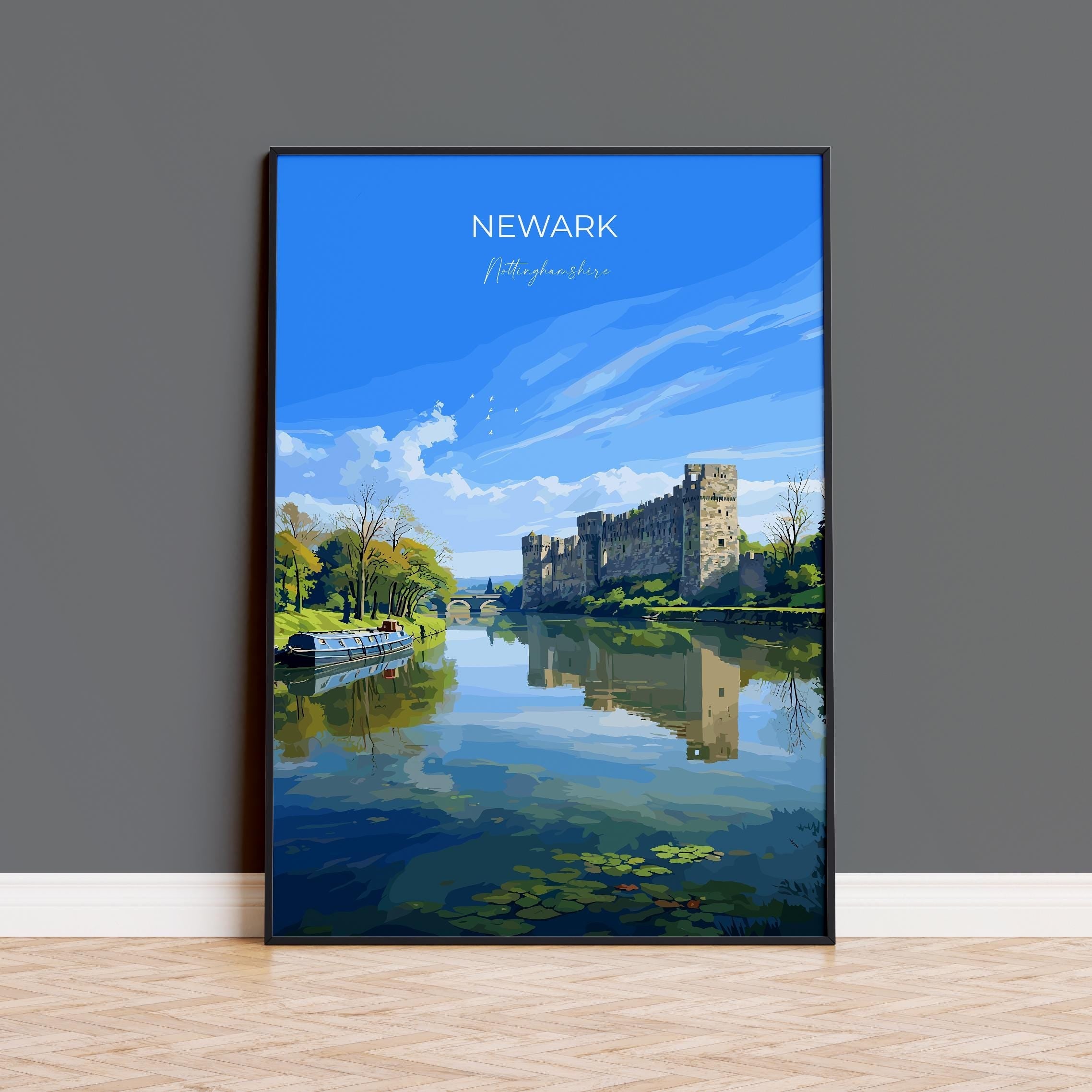 Newark Travel Print Wall Art, Travel Poster of Newark on Trent, Nottinghamshire, England, English Market Town Gift, Nottingham Art NQ Media Designs