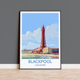 Blackpool Travel Poster Wall Art, Travel Print of Blackpool, England, Lancashire Seaside Art Lovers Gift, Travel Art Gift NQ Media Designs