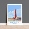 Blackpool Travel Poster Wall Art, Travel Print of Blackpool, England, Lancashire Seaside Art Lovers Gift, Travel Art Gift