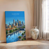 Melbourne Australia Poster, Victoria Wall Art, Yarra River Travel Print, Australian City Decor, Melbourne Gift