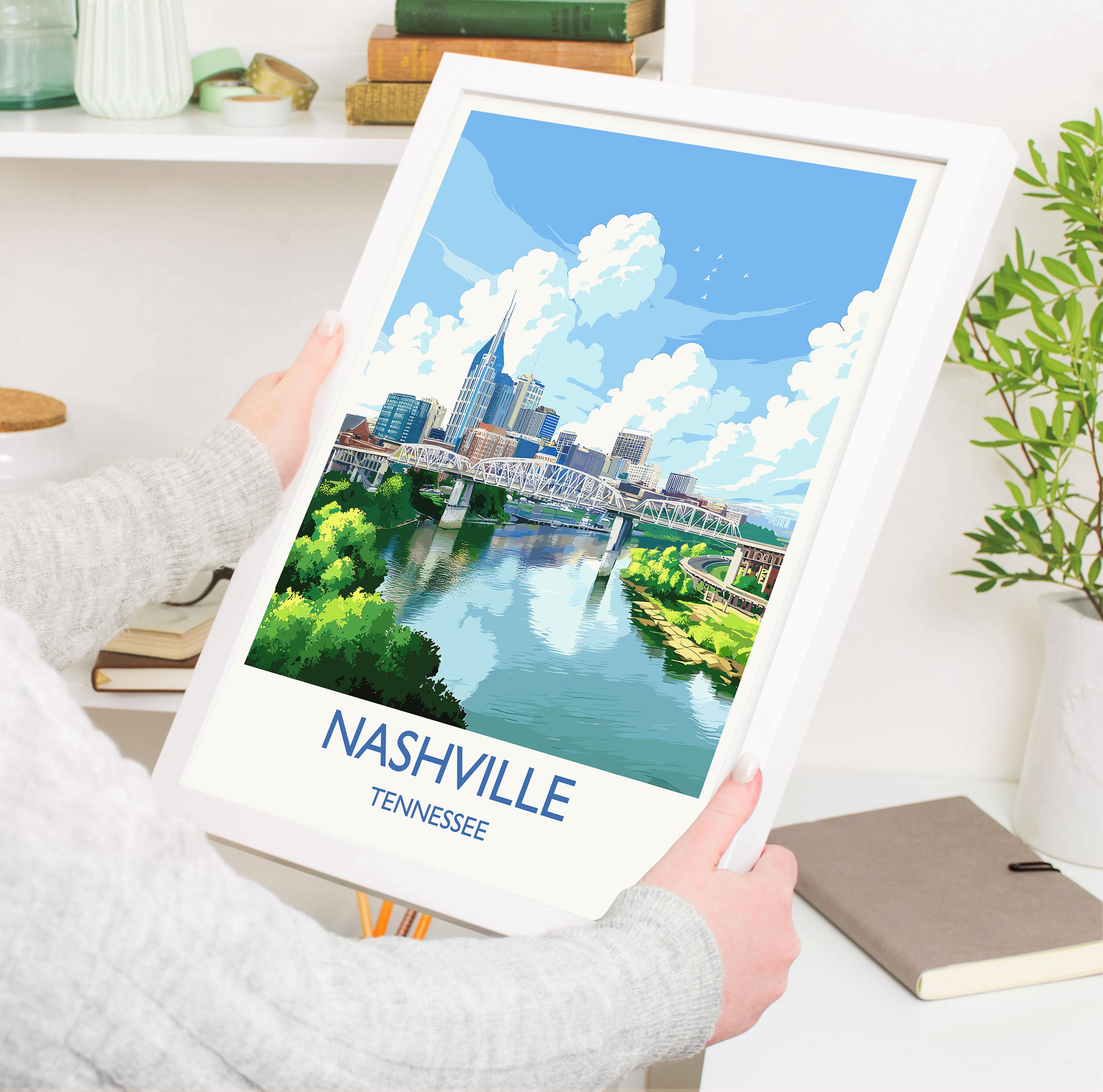 Nashville Travel Print Wall Art, Travel Poster of Nashville, Nashville Art Lovers Gift, Tennessee USA Art Gift NQ Media Designs