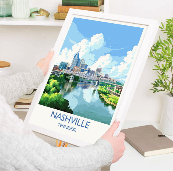 Nashville Travel Print Wall Art, Travel Poster of Nashville, Nashville Art Lovers Gift, Tennessee USA Art Gift