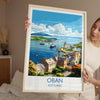 Oban Wall Art Print – Scenic Scotland Travel Poster, Harbour & Coastal Illustration, Gift for Travel Lovers
