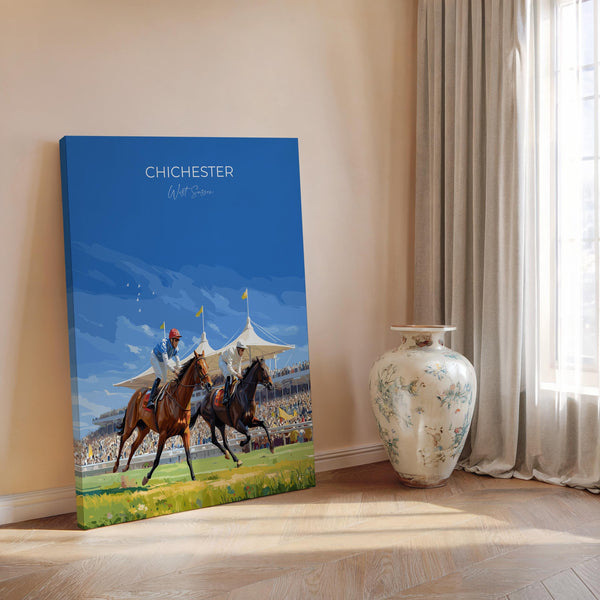 Chichester Travel Print Wall Art, Travel Poster of Goodwood, West Sussex, England, Goodwood Races Art Lovers Gift, England Art Gift