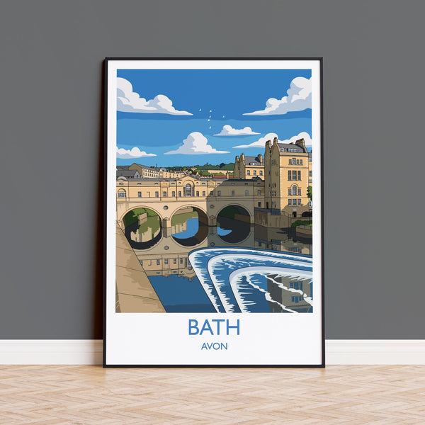 Bath Travel Print, Travel Poster of Bath, England, Cotswolds Art, Bath Gift, Avon Wall Art Print